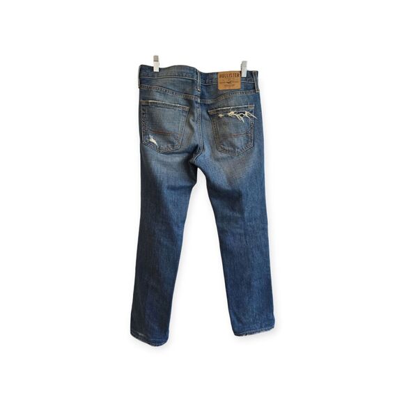 Hollister Jeans Men 30 x 30 Button Fly Blue Denim Classic Stretch Fit Distressed - Picture 2 of 8